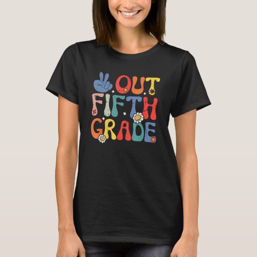 Peace Out Fifth 5th Grade  Elementary School Gradu T-shirt (Voorkant)