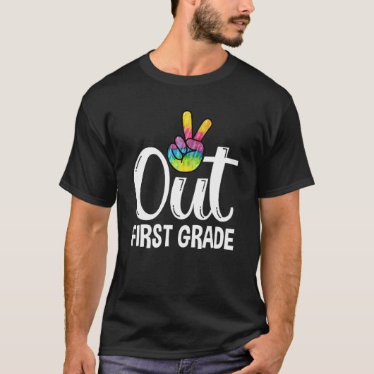 Peace Out First 1st Grade Happy Last Day Of School T-shirt (Voorkant)