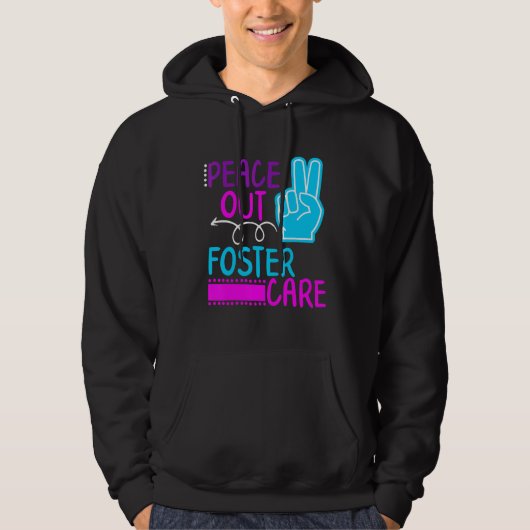 Peace Out Foster Care Kinder Modern Adoption Day k Hoodie (Voorkant)