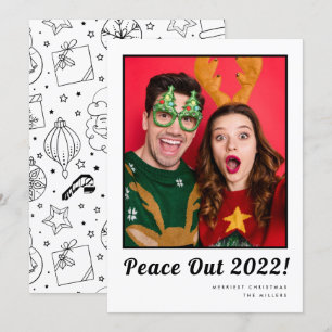 Peace Out Fun Couple Photo met Kerstmis Feestdagenkaart