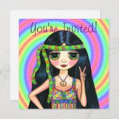 Peace Out Girl Hippie Flashbord Kaart (Voorkant / Achterkant)