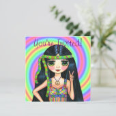 Peace Out Girl Hippie Flashbord Kaart (Staand voorkant)