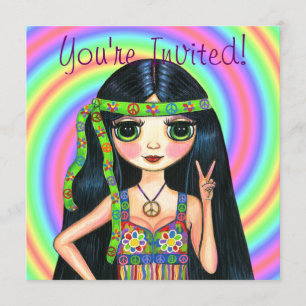 Peace Out Girl Hippie Flashbord Kaart