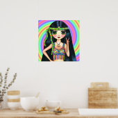 Peace Out Girl Hippie Flashbord Poster (Keuken)