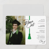 Peace Out Green Tassel Covid Photo Afstuderen Aankondiging (Voorkant / Achterkant)
