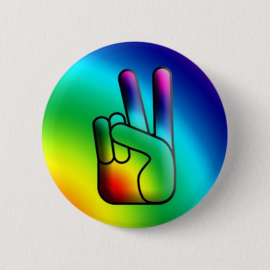 Peace Out Hand Sign Hippie Button (Voorkant)