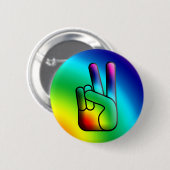 Peace Out Hand Sign Hippie Button (Voorkant /achterkant)