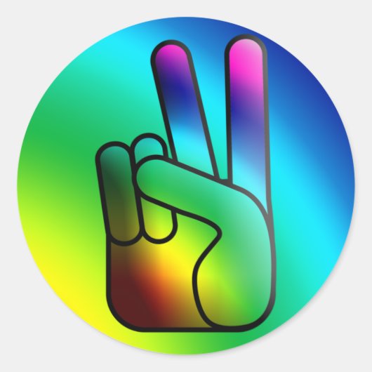 Peace Out Hand Sign Hippie Sticker (Voorkant)