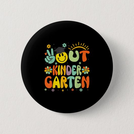 Peace Out Kindergarten CL van 2025 Afscheid Afstud Ronde Button 5,7 Cm (Voorkant)