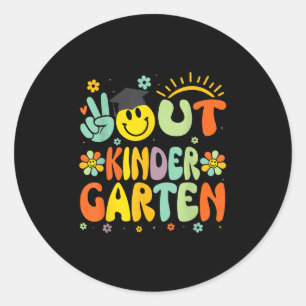 Peace Out Kindergarten CL van 2025 Afscheid Afstud Ronde Sticker