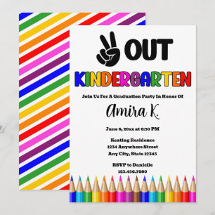 Peace Out Kindergarten Leuk Kleurrijk Afstuderen Kaart