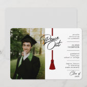 Peace Out Maroon Tassel Covid Photo Afstuderen Aankondiging (Voorkant / Achterkant)