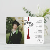 Peace Out Maroon Tassel Covid Photo Afstuderen Aankondiging (Staand voorkant)
