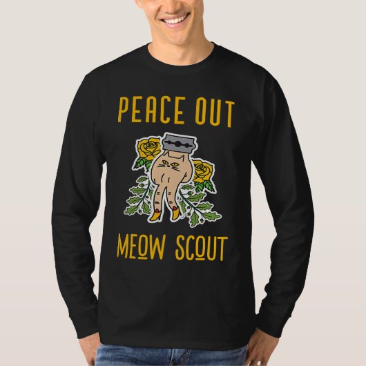 Peace Out Meow Scout Men & Women's  Graphic Cat T-shirt (Voorkant)