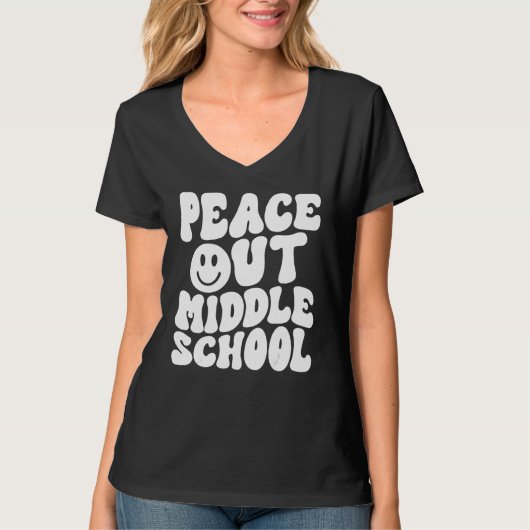 Peace Out Middle School Groovy Hippie Last Day of  T-shirt (Voorkant)