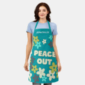 Peace Out Retro 60s Daisy Flower gepersonaliseerd Schort (Gedragen)