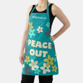 Peace Out Retro 60s Daisy Flower gepersonaliseerd Schort (Insitu)
