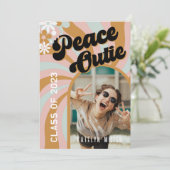 Peace Out Retro Boho Arch Photo Afstuderen Kaart (Staand voorkant)
