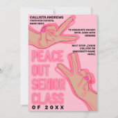 Peace Out School Pink Neon Lights Afstuderen Aankondiging (Voorkant)