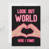 Peace Out School Pink Neon Lights Afstuderen Aankondiging (Achterkant)