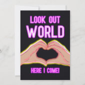 Peace Out School Pink Neon Lights Afstuderen Aankondiging (Achterkant)