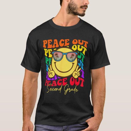 Peace Out Second Grade Graduation Shirt Kid Smile (Voorkant)