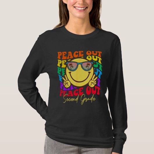 Peace Out Second Grade Graduation Shirt Kid Smile (Voorkant)
