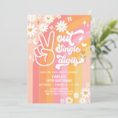 Peace Out Single Digits 10e Groovy Verjaardag Kaart (Staand voorkant)