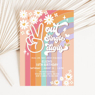 Peace Out Single Digits 10e Groovy Verjaardag Uitn Kaart