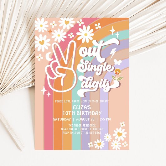 Peace Out Single Digits 10e Groovy Verjaardag Uitn Kaart