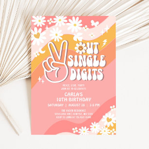 Peace Out Single Digits Daisy Hippie 70's Verjaard Kaart