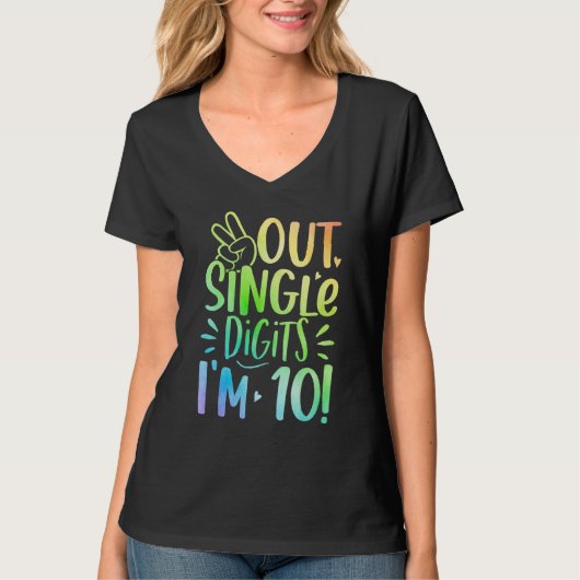 Peace Out Single Digits Ik ben 10 jaar oud verjaar T-shirt (Voorkant)