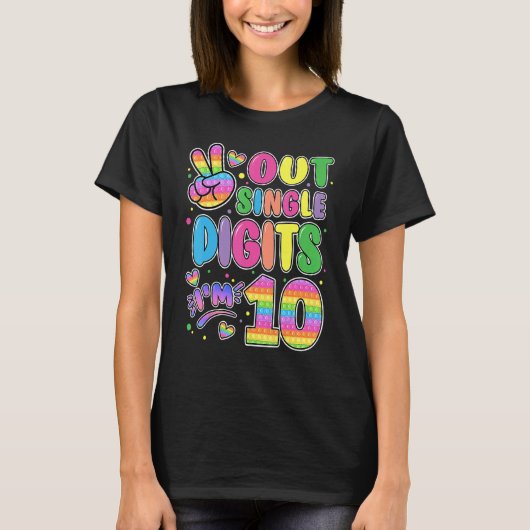 Peace Out Single Digits Im 10  Pop It 10th Bday Fi T-shirt (Voorkant)