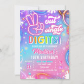 Peace Out Single Digits Neon Glow Girl Birthday Kaart (Voorkant)