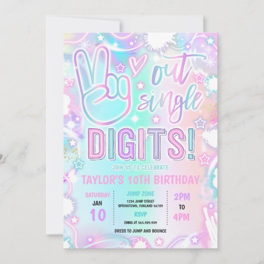 Peace Out Single Digits Tie Dye Neon 10e verjaarda Kaart (Voorkant)