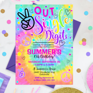 Peace Out Single Digits uitnodiging Tie Dye 10e ve