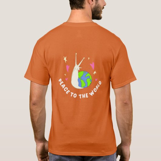 "Peace Out" slak - Sinaasappel T-shirt (Achterkant)