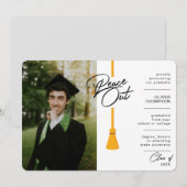 Peace Out Yellow Tassel Photo Afstuderen Aankondiging (Voorkant / Achterkant)