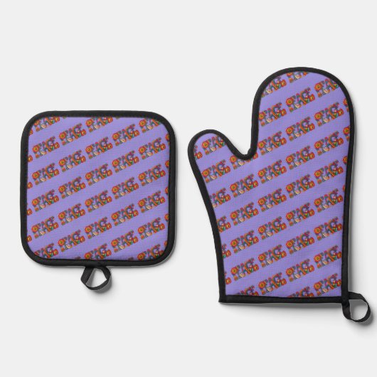 Peace Oven Mitt & Pot Houder Set (Voorkant)