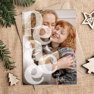 PEACE Overlay Typografie' Foto Kerstmis Feestdagenkaart