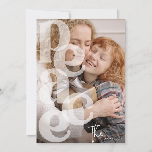 PEACE Overlay Typografie' Foto Kerstmis Feestdagenkaart (Voorkant)