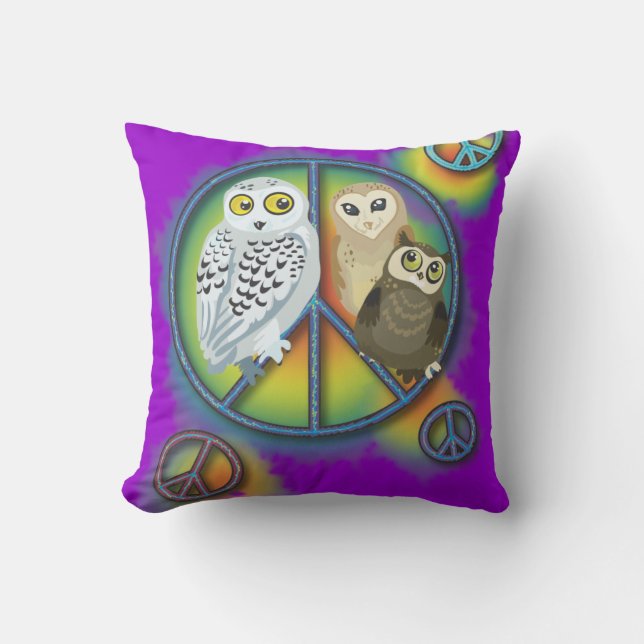 Peace Owl~pillow Kussen (Voorkant)