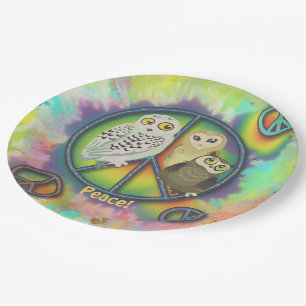 Peace Owls 60s-stijl Papieren Bordje