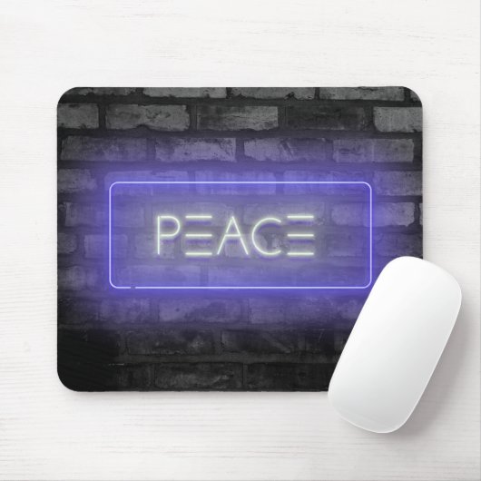 PEACE Paars Neon Sign Muismat (Met muis)
