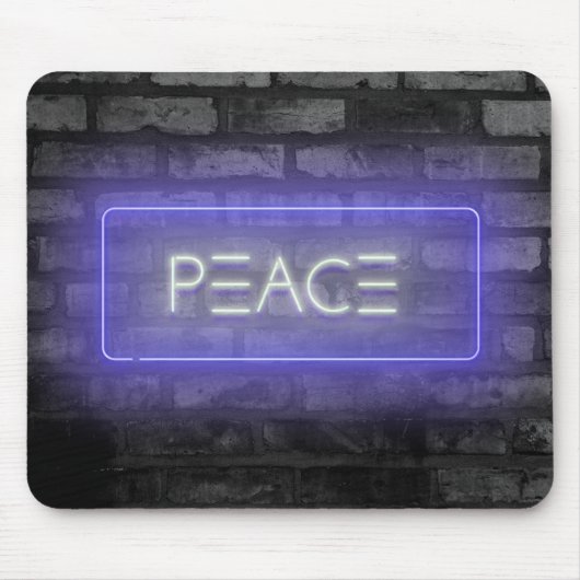 PEACE Paars Neon Sign Muismat (Voorkant)