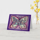 Peace Paarse Butterfly Art Greeting of Note Cards Kaart (Gele Bloem)