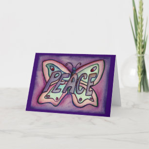 Peace Paarse Butterfly Art Greeting of Note Cards Kaart