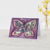 Peace Paarse Butterfly Art Greeting of Note Cards Kaart (Gele Bloem)