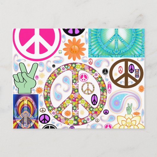 Peace & Paisley Collage Briefkaart (Voorkant)