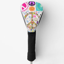 Peace & Paisley Collage Golf Head Hoesje